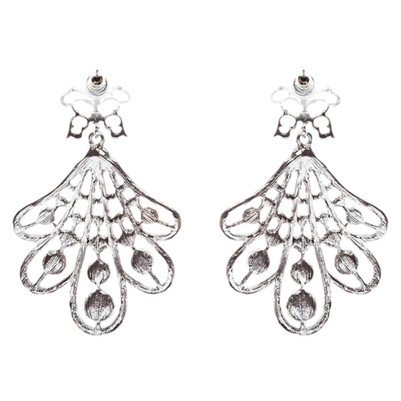 Flare Pearl Crystal Fashion Vintage Earrings Silver